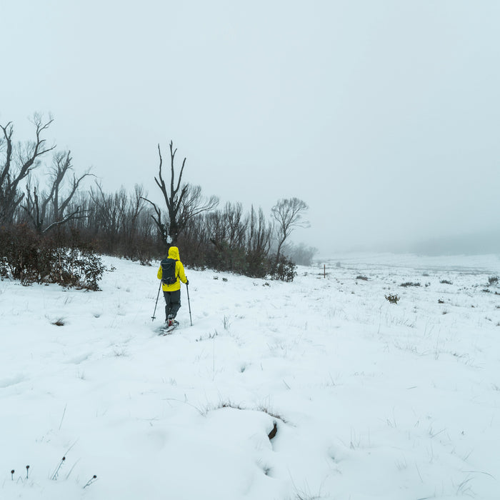 Chris snowshoeing on the Goldseekers Track at Three Mile Dam near Kiandra in Kosciuszko National Park