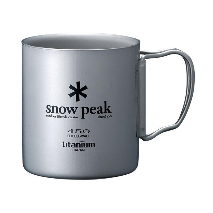 Snow Peak Titanium Double Wall Insulated Mug w/ Folding Handle 450ml