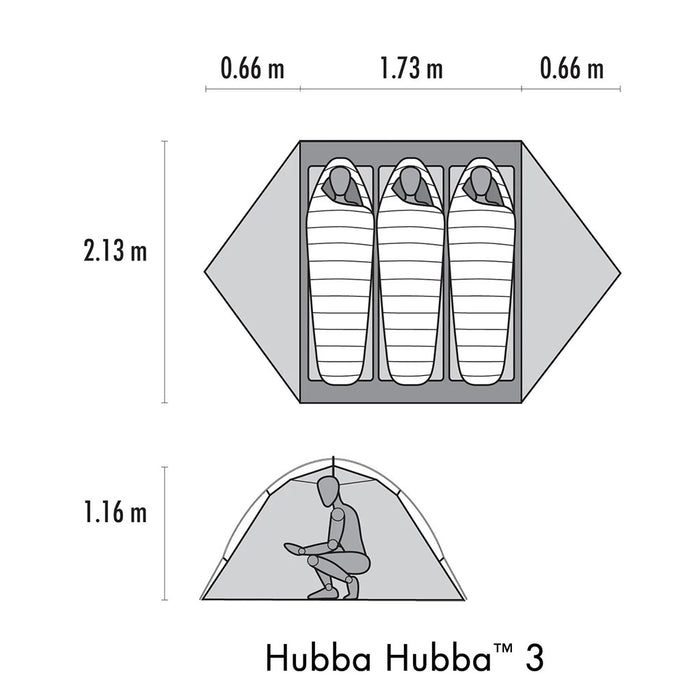 MSR Hubba Hubba 3-person lightweight hiking tent dimensions