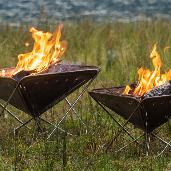 Snow Peak Stainless Steel Pack & Carry Fireplace. Small, medium, large and X-large