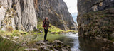 Anna looking up at the karst gorge at Blue Waterholes in Kosciuszko National Park