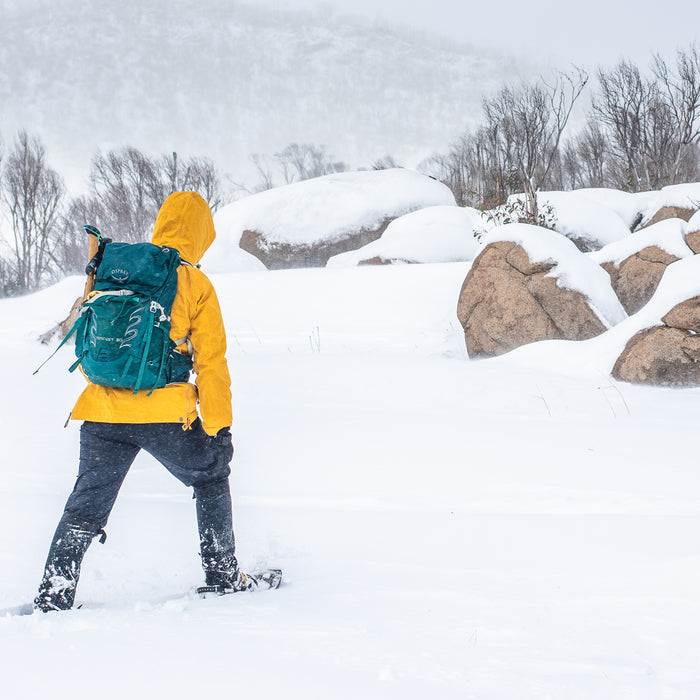 Chloe snowshoeing near Sawyers Hut in Kosciuszko National Park