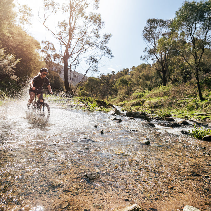 Chloe riding to Venables hut in Kosciuszko National Park