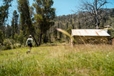 Chloe hiking and fly fishing at Vickerys Hut in Kosciuszko National Park