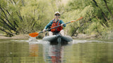 Chris paddling the NRS Pike inflatable kayak on the Tumut River
