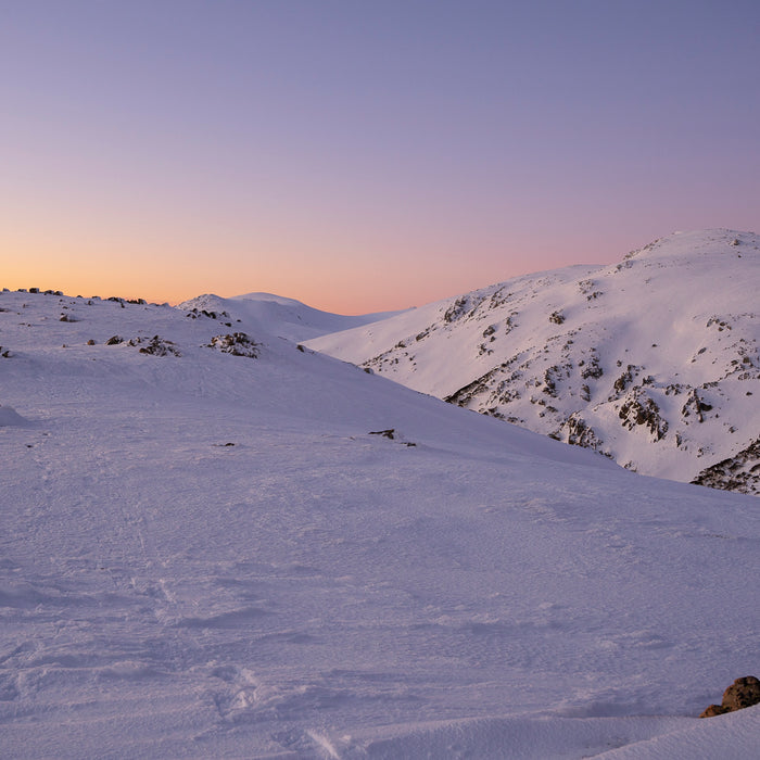 The main range of Kosciuszko National Park at sunset