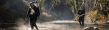 Walking upstream on a chilly morning fishing trip