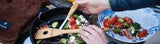Serving a freshly prepared salad with some snow peak kitchen accessories. 