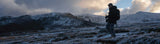 hiking in the snowy mountains 