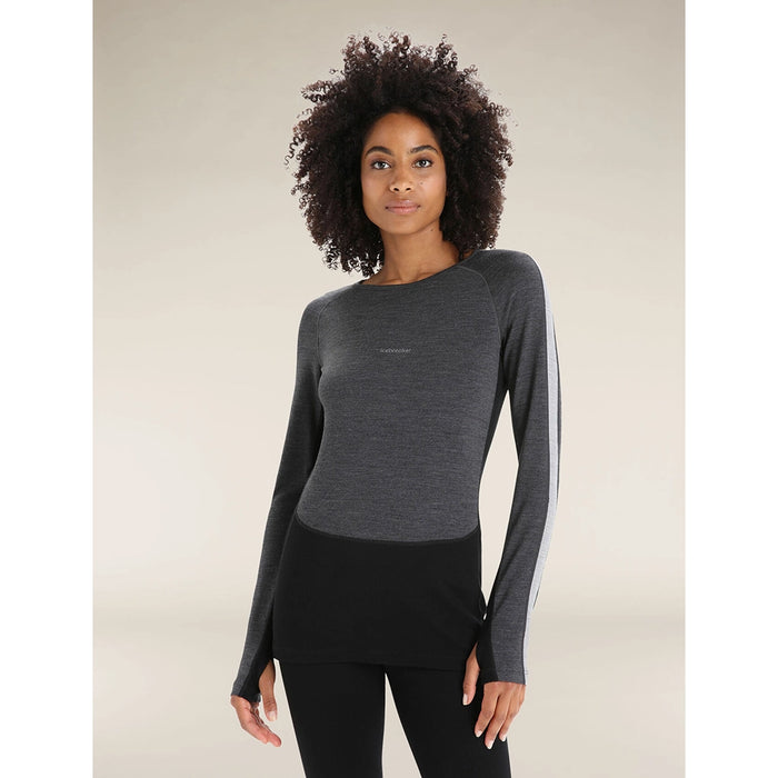 Icebreaker Women's 260 ZoneKnit Long Sleeve Crewe Jet Heather Details 2