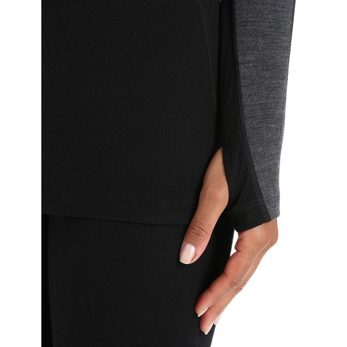 Icebreaker Women's 260 ZoneKnit Long Sleeve Crewe Jet Heather Details 5