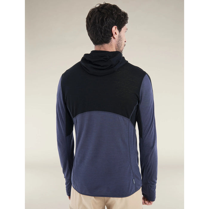 Icebreaker Men's Merino 200 RealFleece Descender Long Sleeve Zip Hoodie Black / Graphite - Details 3