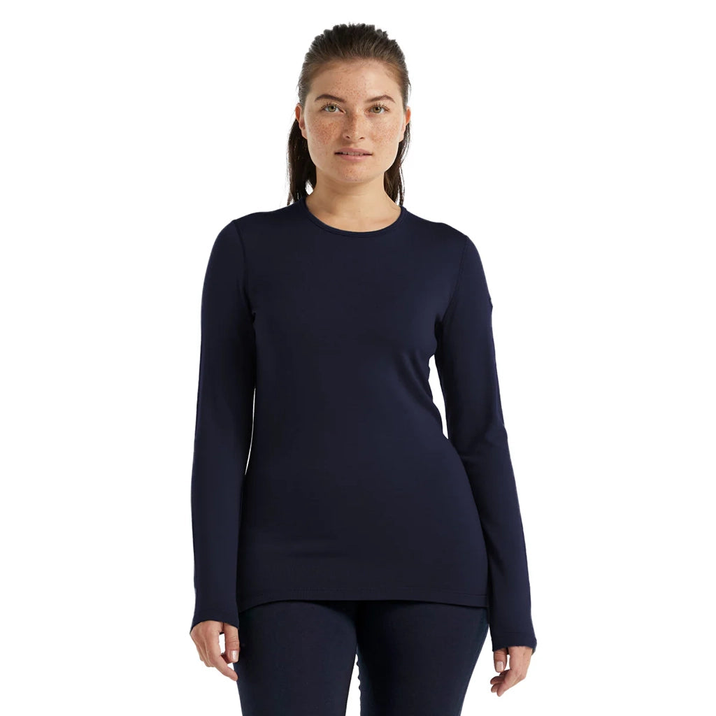 Icebreaker Women's 260 Tech Long Sleeve Crewe - Midnight Navy Detail 1