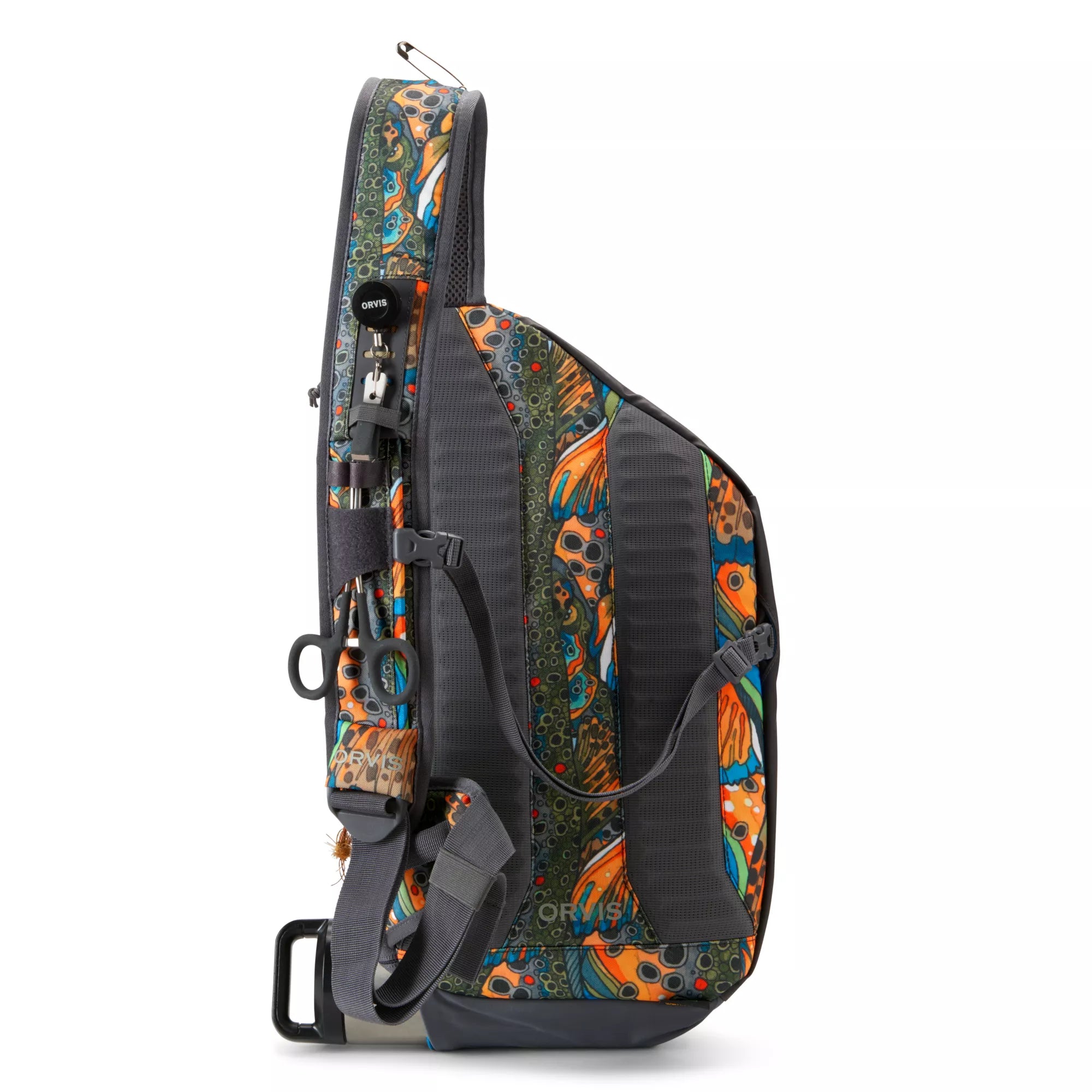 Orvis Sling Pack Dusty Olive - Fishewear Unbound Brown Details 1