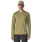 Patagonia Men's Long Sleeve Cap Cool Sun Shirt - Fitz Roy Trout - Gumtree Green / Light Gumtree Green X-Dye