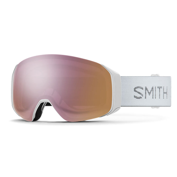 Smith 4D MAG S Snow Goggle white chunky knit + chromapop everyday rose gold mirror lens hero
