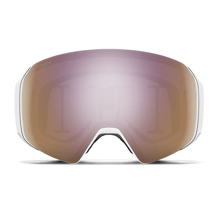 Smith 4D MAG S Snow Goggle white chunky knit + chromapop everyday rose gold mirror lens front