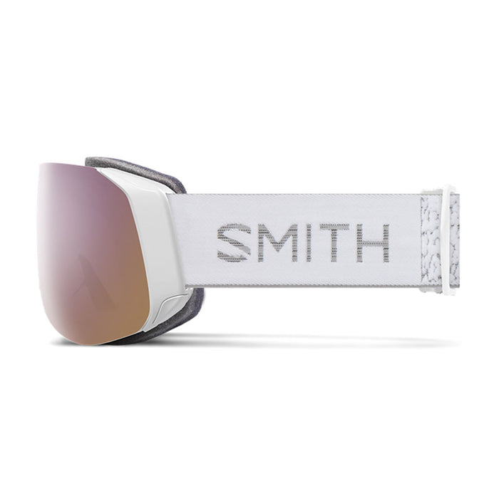 Smith 4D MAG S Snow Goggle white chunky knit + chromapop everyday rose gold mirror lens left