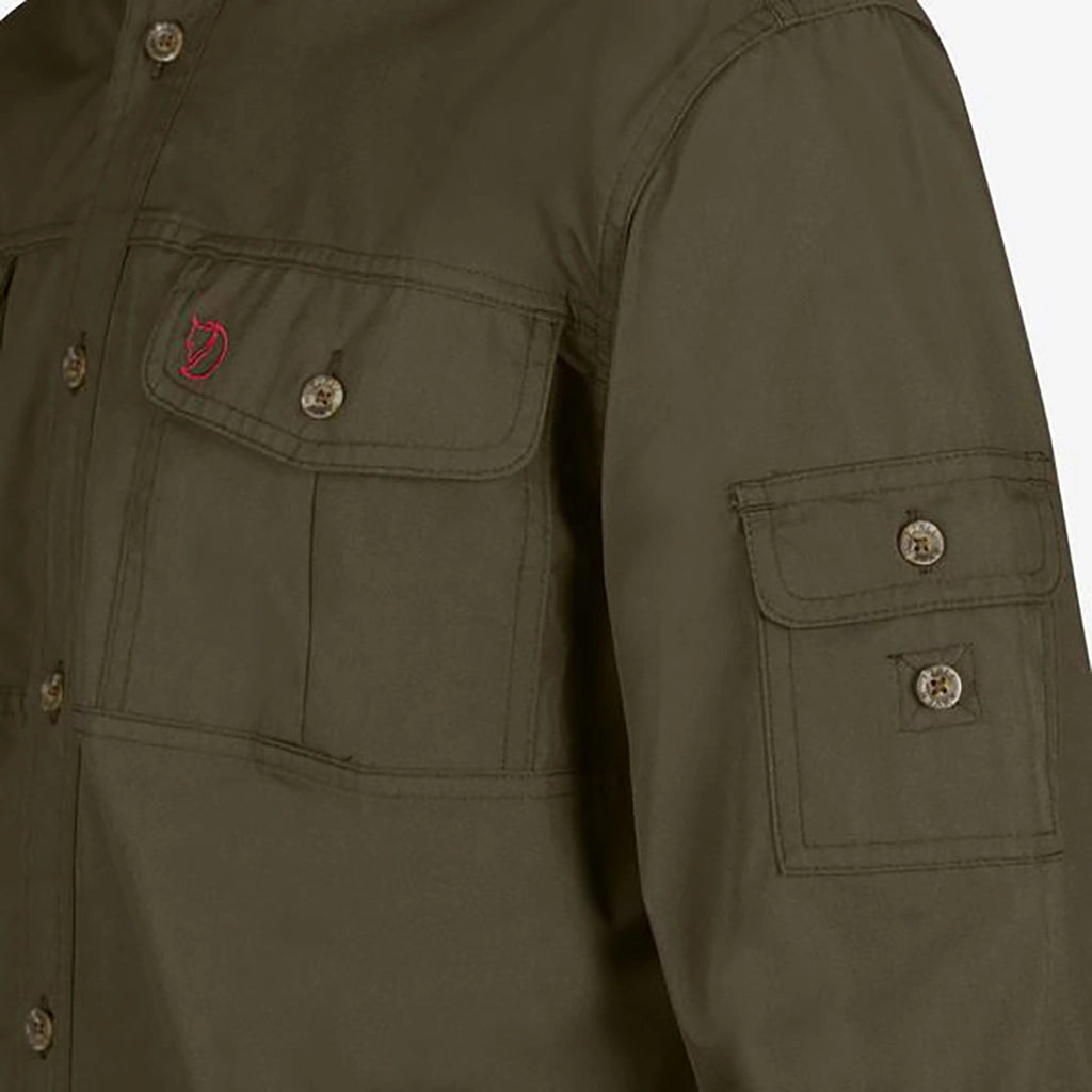 Fjallraven Men's Singi Trekking Long Sleeve Shirt Dar Olive Details 2