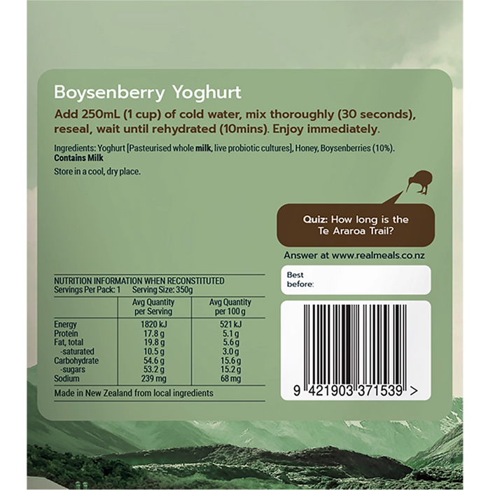 Real Meals Boysenberry Yoghurt 100g