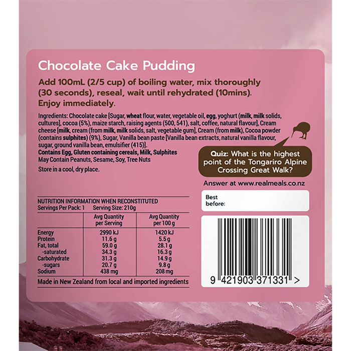 Real Meals Chocolate Cake Pudding 110g