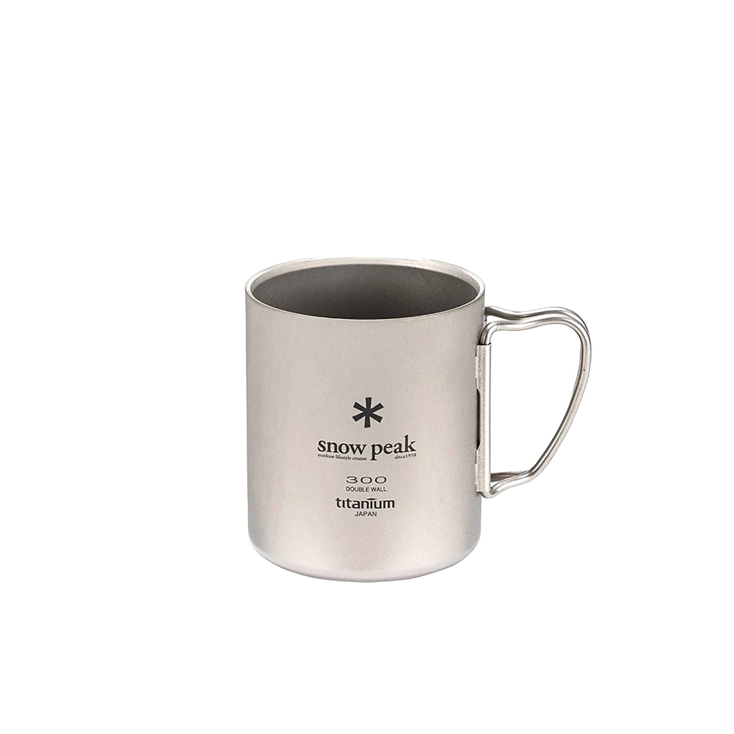 Snow Peak Titanium Double Wall Insulated Mug w/ Folding Handle - 300ml
