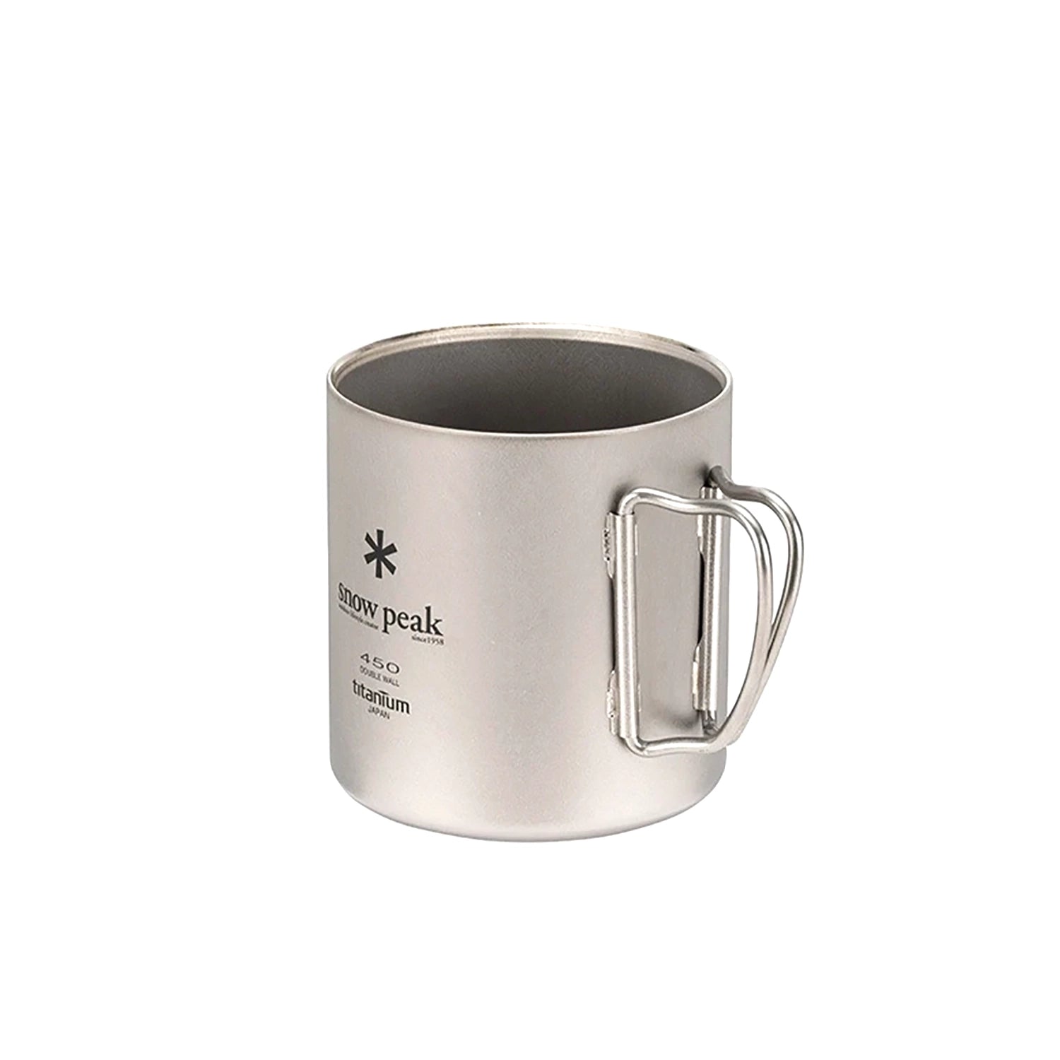 Snow Peak Titanium Double Wall Insulated Mug w/ Folding Handle - 450ml — view 2