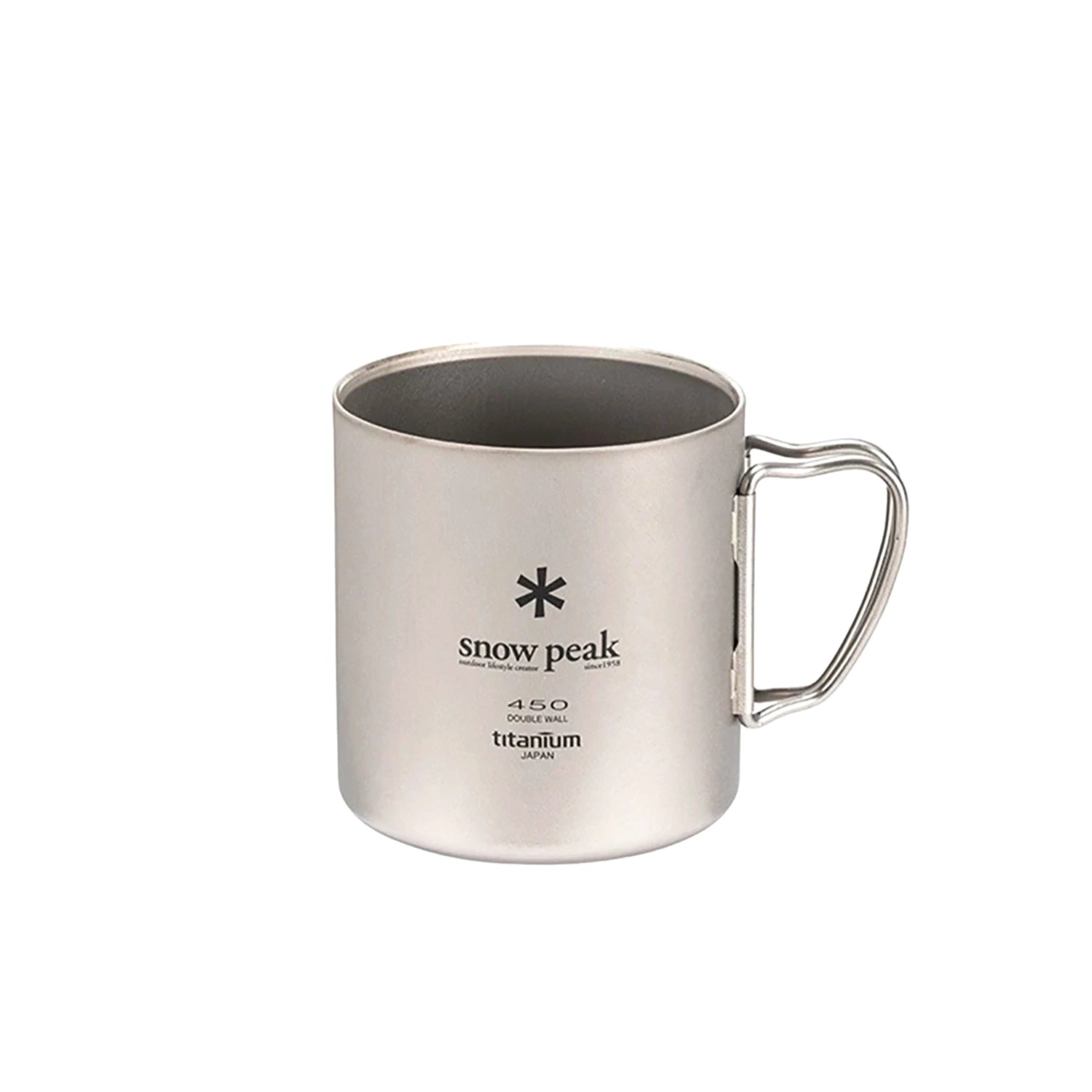 Snow Peak Titanium Double Wall Insulated Mug w/ Folding Handle - 450ml