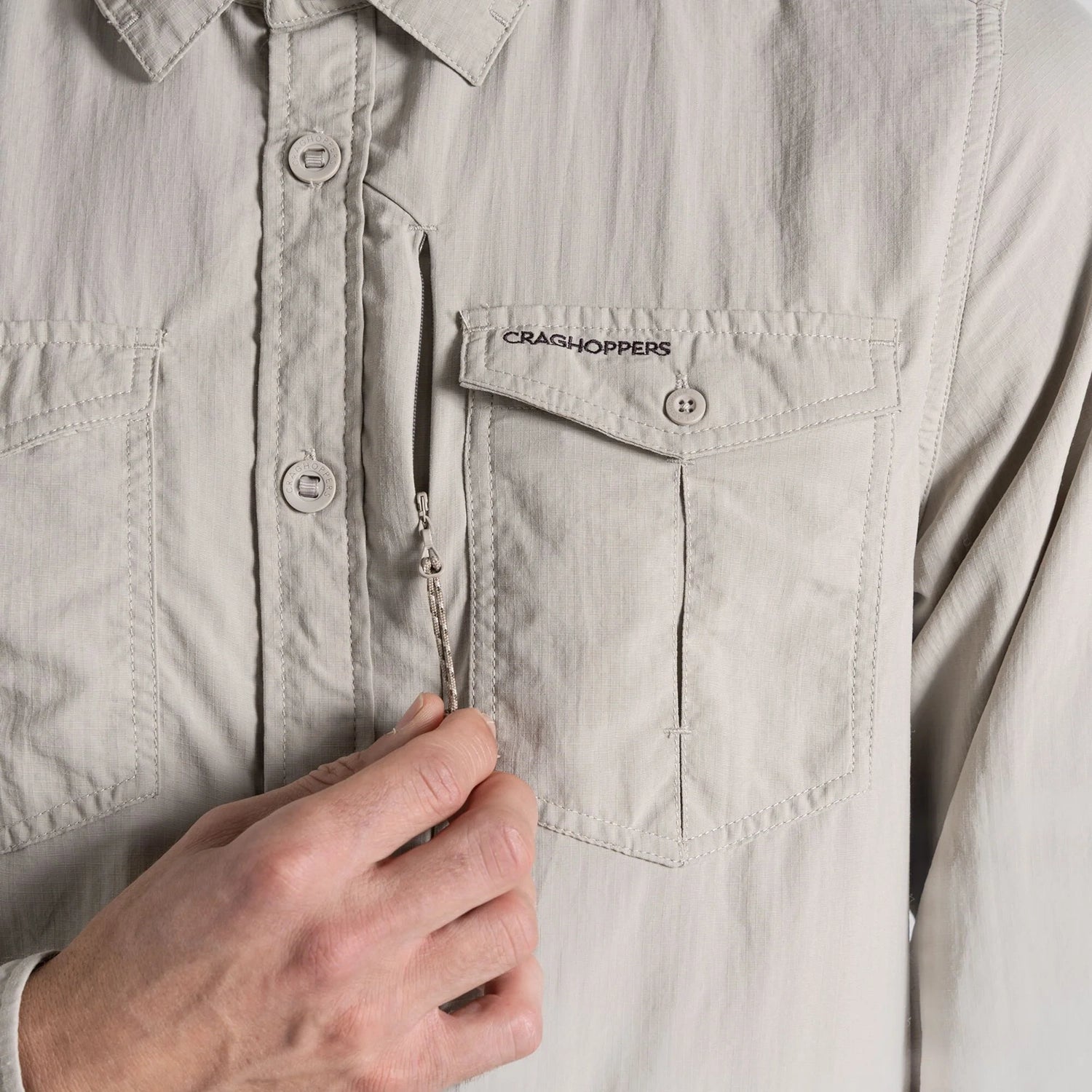 Craghoppers Men's NosiLife Adventure Long Sleeve Shirt III - Parchment — view 6