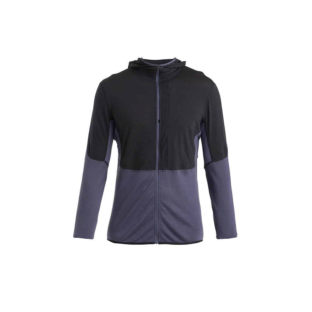 Icebreaker Men's Merino 200 RealFleece Descender Long Sleeve Zip Hoodie Black / Graphite - Hero