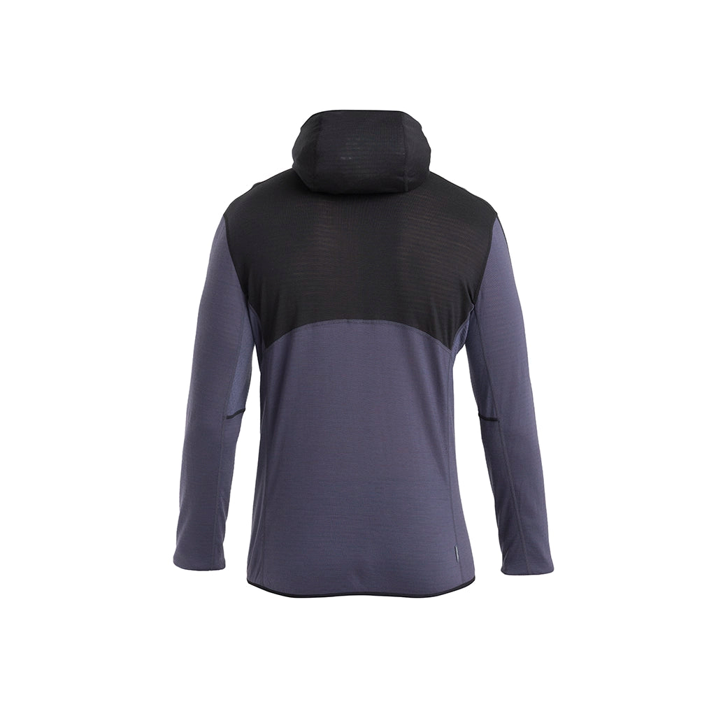 Icebreaker Men's Merino 200 RealFleece Descender Long Sleeve Zip Hoodie Black / Graphite - Details 1