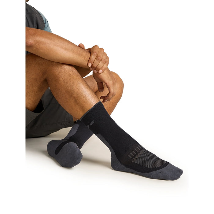 Icebreaker Men's Merino Hike+ Light Crew Socks - Black Obsidian Detail 2