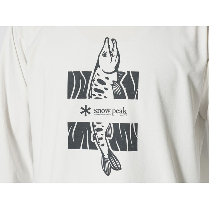 Snow Peak Toned Trout Graphic Long Sleeve T-Shirt grey offwhite detail 3