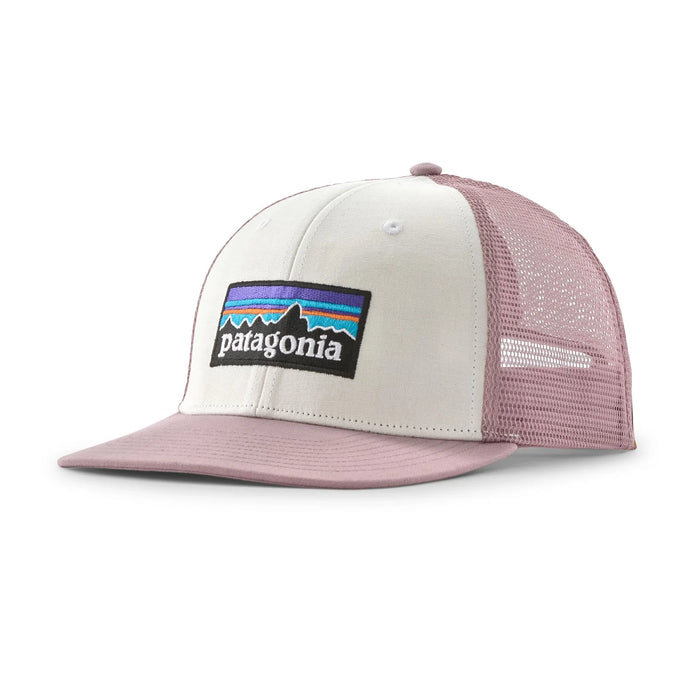 Patagonia P-6 Logo Trucker Hat White Quiet Violet hero