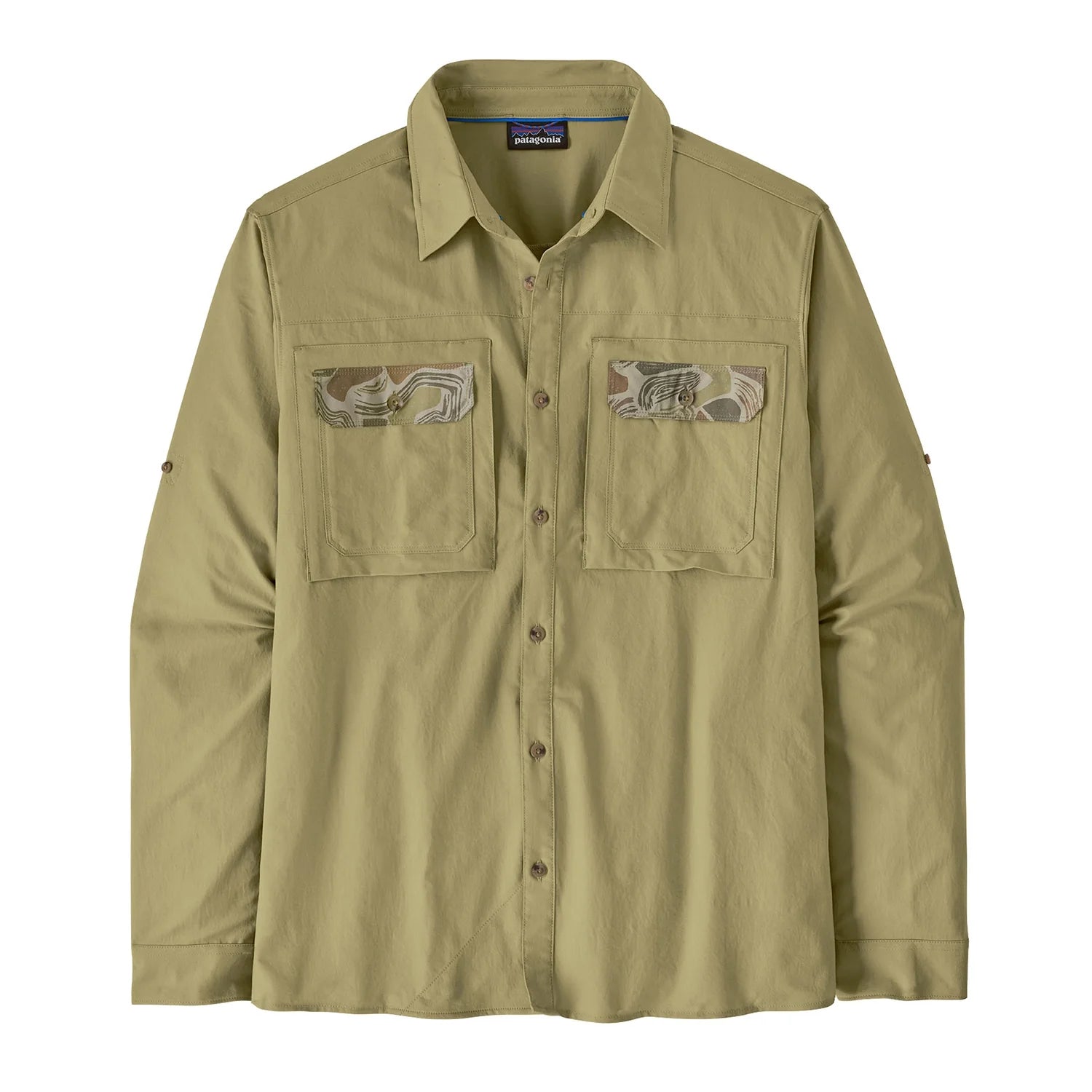 Patagonia Men's Long Sleeve Self Guided Sun Shirt Gumtree Green hero
