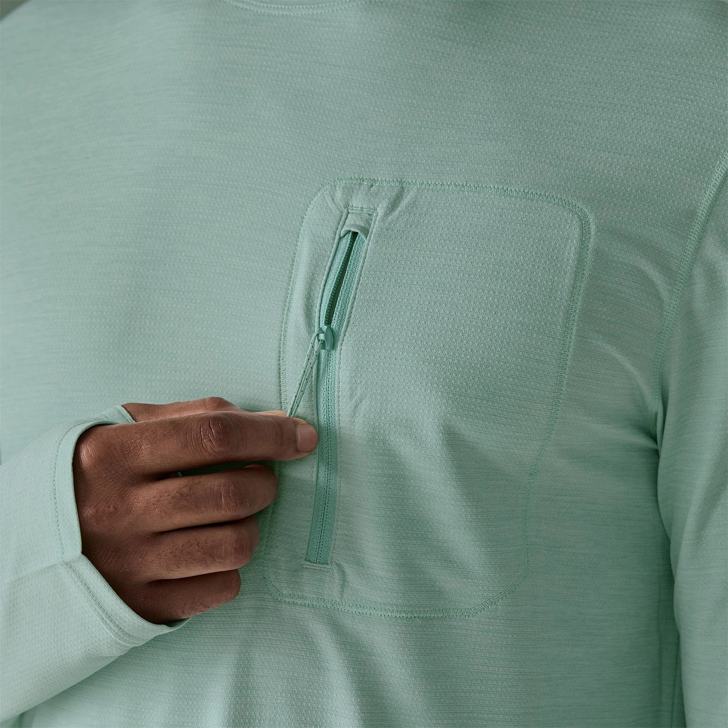 Patagonia Men's Long Sleeve Cap Cool Sun Shirt - Aquatic Blue / Light Aquatic Blue X-Dye — view 4