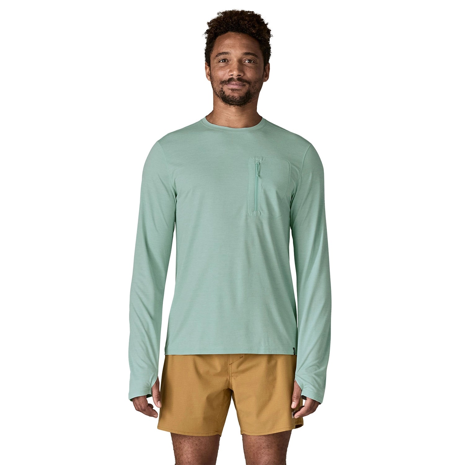 Patagonia Men's Long Sleeve Cap Cool Sun Shirt - Aquatic Blue / Light Aquatic Blue X-Dye — view 2