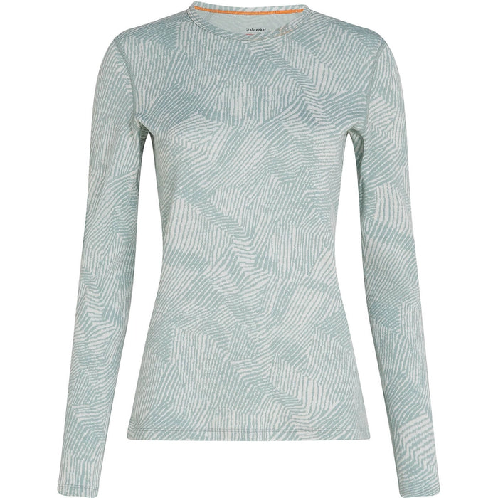 Icebreaker Women's Merino 260 Vertex Long Sleeve Crewe Frozen Forms - Moss Snow Hero