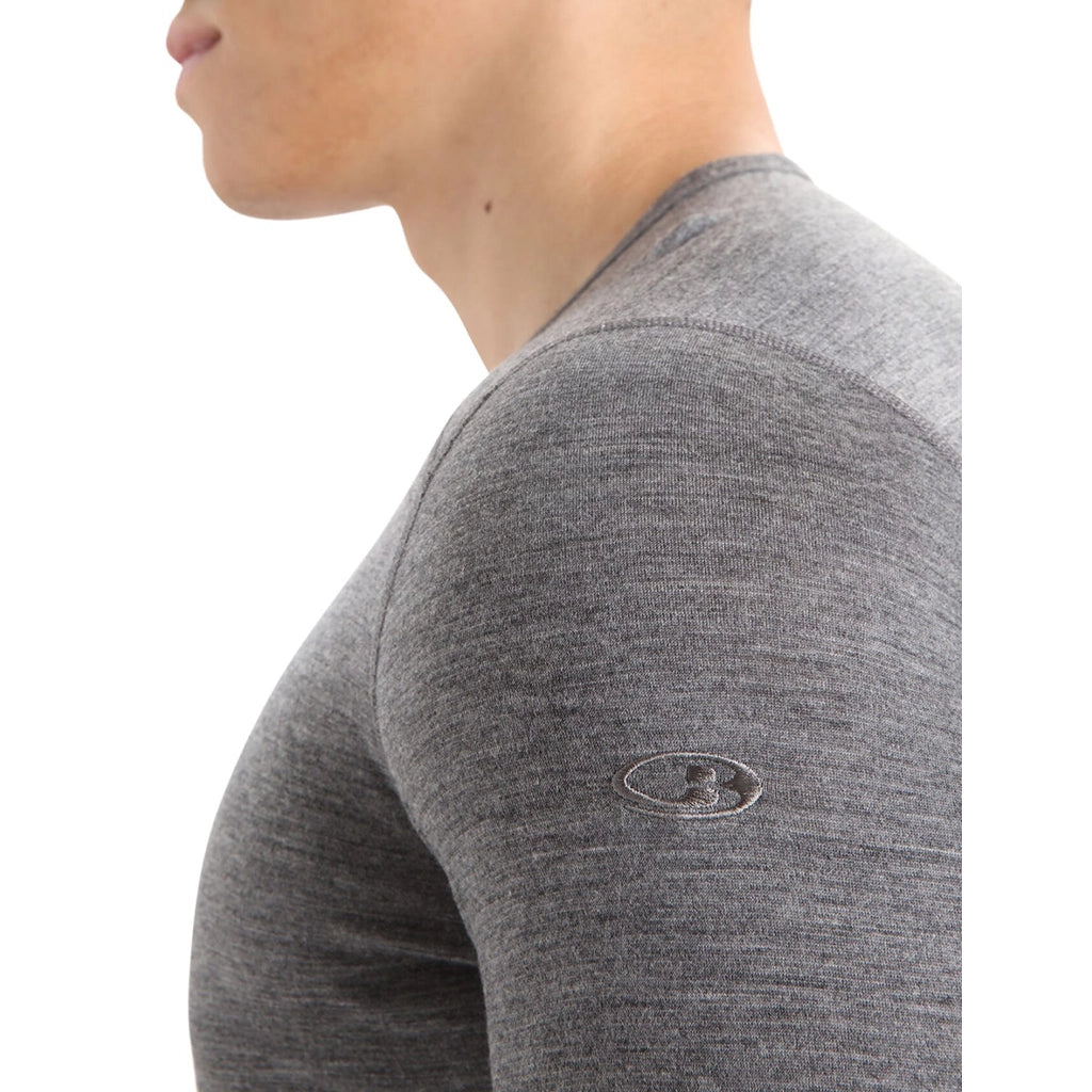 Icebreaker Men's 200 Oasis Long Sleeve Crewe - Gritstone Heather Detail 3