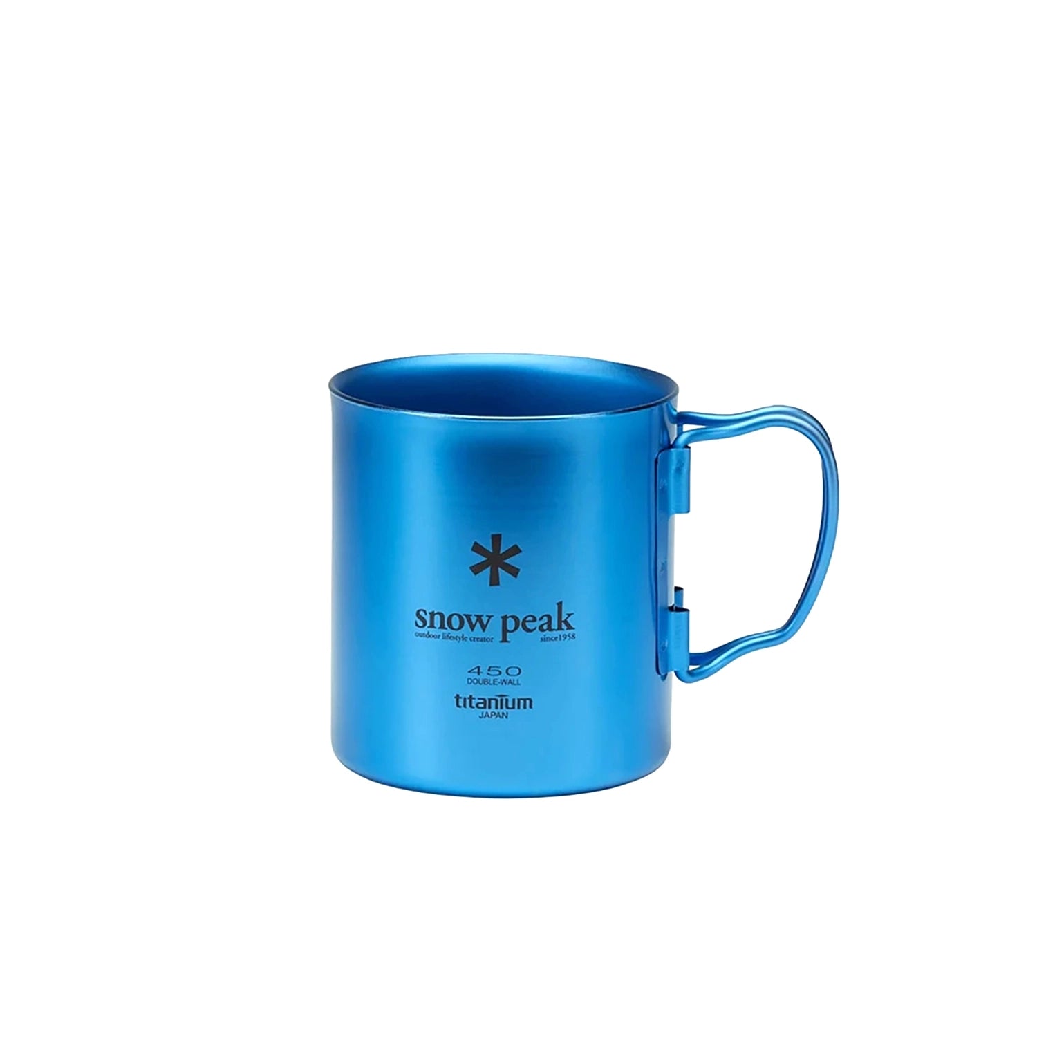 Snow Peak Titanium Double Wall Insulated Mug w/ Folding Handle - 450ml — view 3