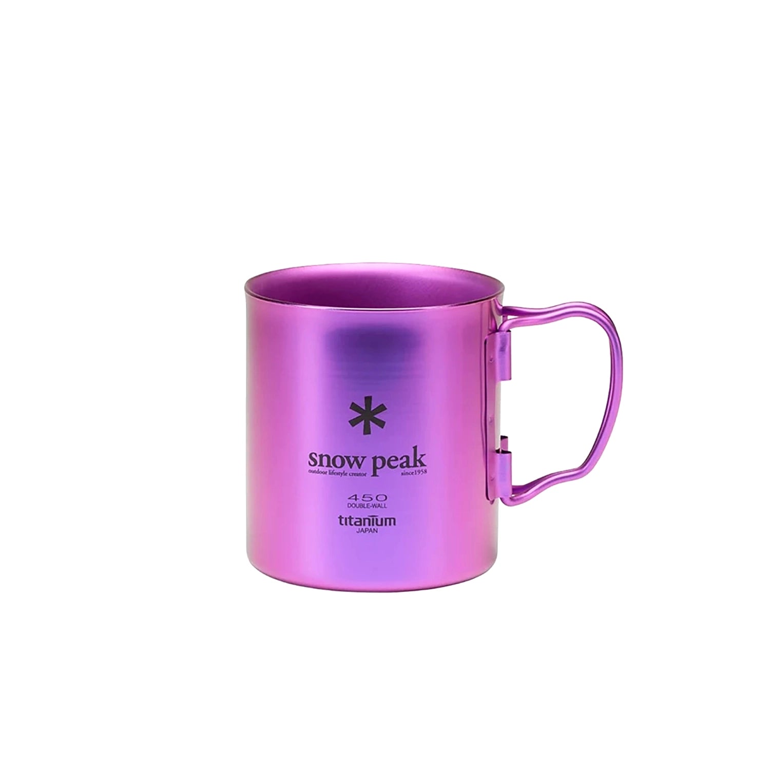 Snow Peak Titanium Double Wall Insulated Mug w/ Folding Handle - 450ml — view 5
