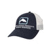 Simms Small Fit Trout Logo Trucker Cap admiral Avalon hero