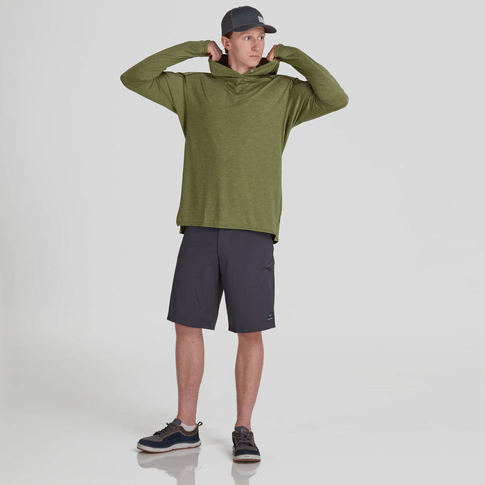 NRS Men's Silkweight Hoodie olive model front