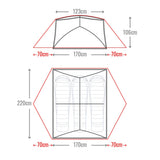 Mont Moondance EX Tent Sahara - 2-3 Person 3-Season 2.3kg Hiking Tent dimensions