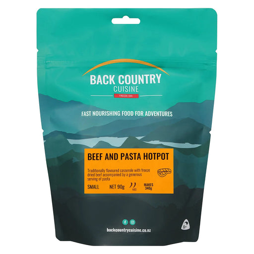 BackCountry Cuisine Freeze Dried Beef Meals - Small Serve beef and pasta hotpot hero