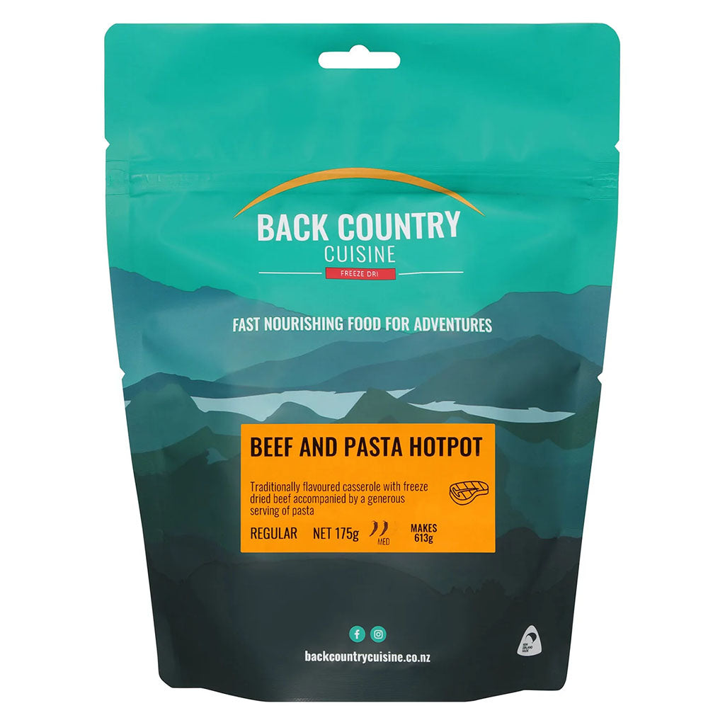 BackCountry Cuisine Freeze Dried Beef Meals - Regular Serve beef and pasta hotpot hero