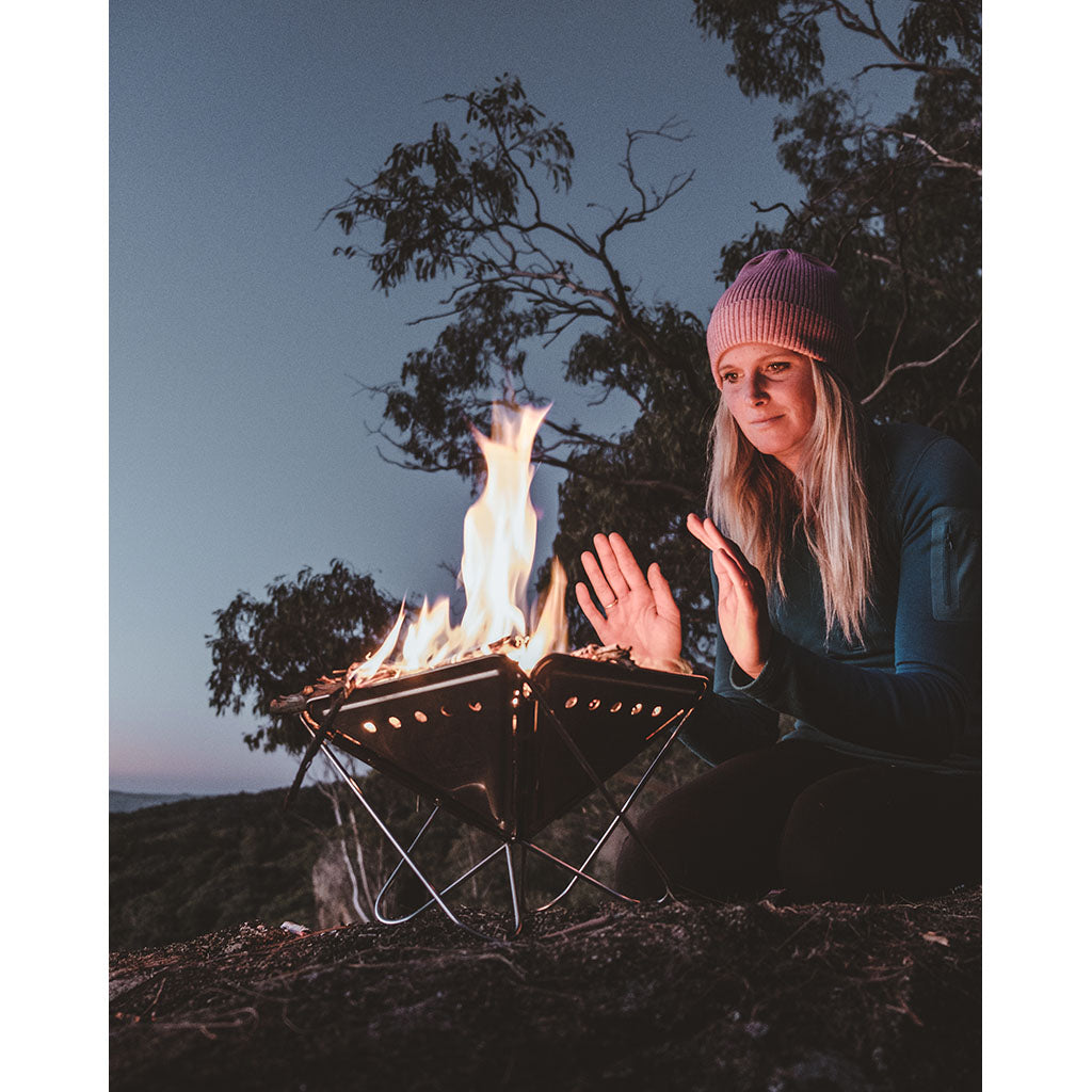 Snow Peak Stainless Steel Pack & Carry Fireplace lifestyle