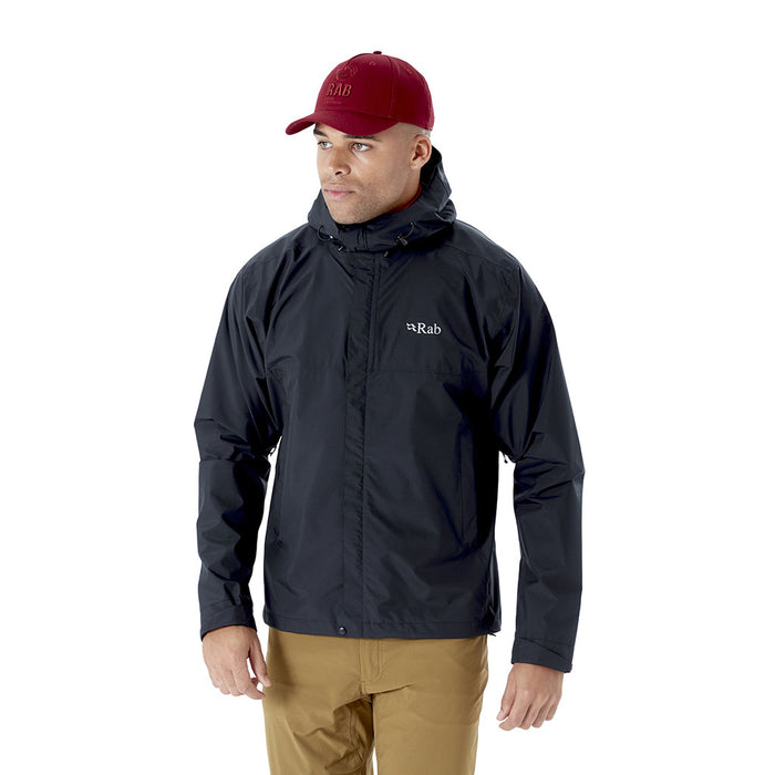 Rab Men's Downpour Eco Waterproof Jacket black model front