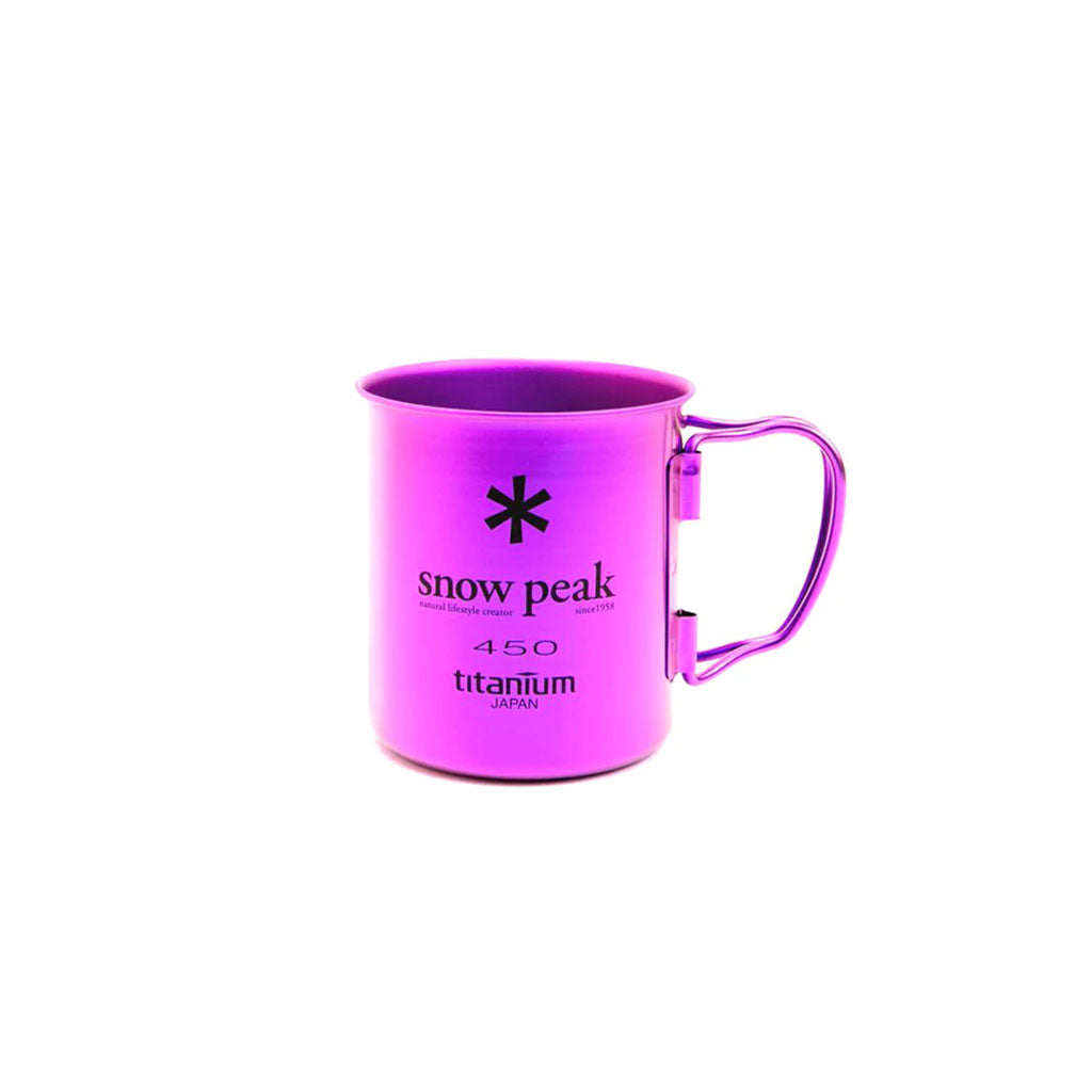 Snow Peak Titanium Single Wall Cup w/ Folding Handle purple - hero