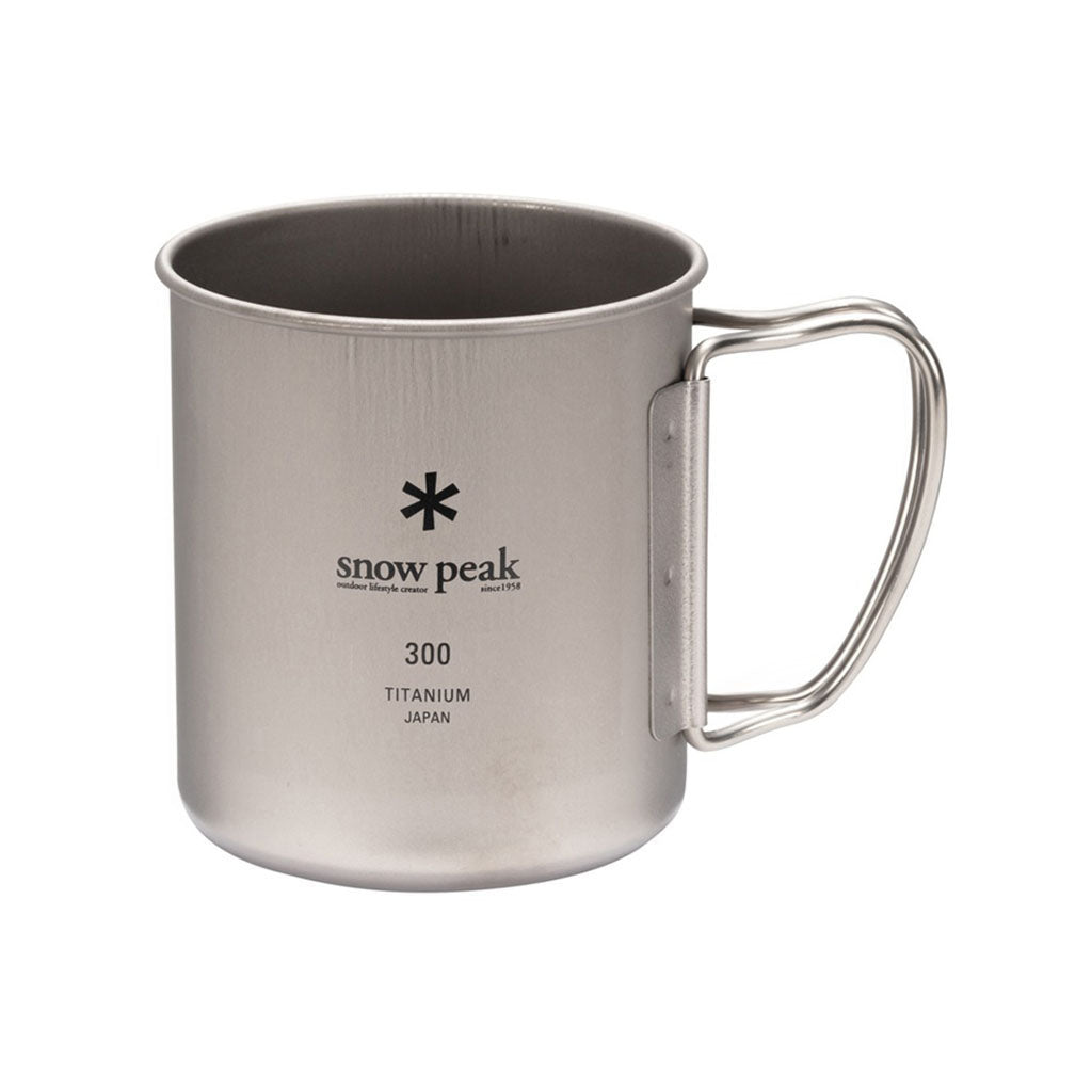 Snow Peak Titanium Single Wall Cup w/ Folding Handle 300 - hero